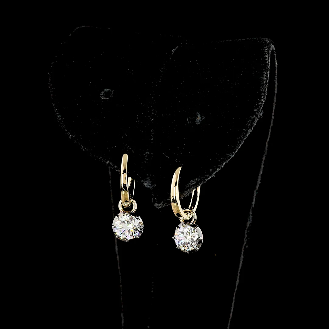 1.01 Cts 14k Yellow Gold Round Shape Hanging Earring - Image 3
