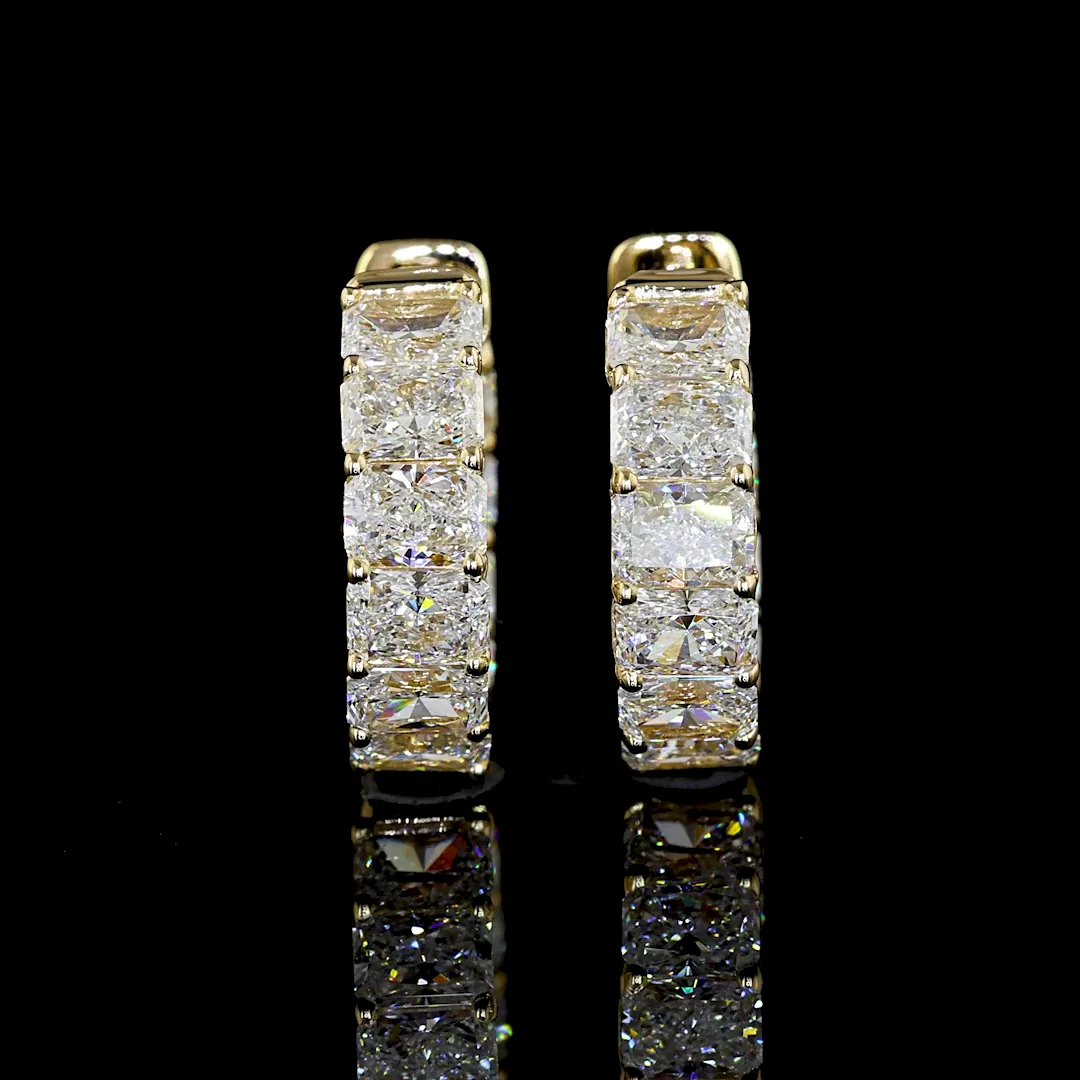 2.89 Cts 14k Yellow Gold Radiant Shape Huggies Earring - Image 3