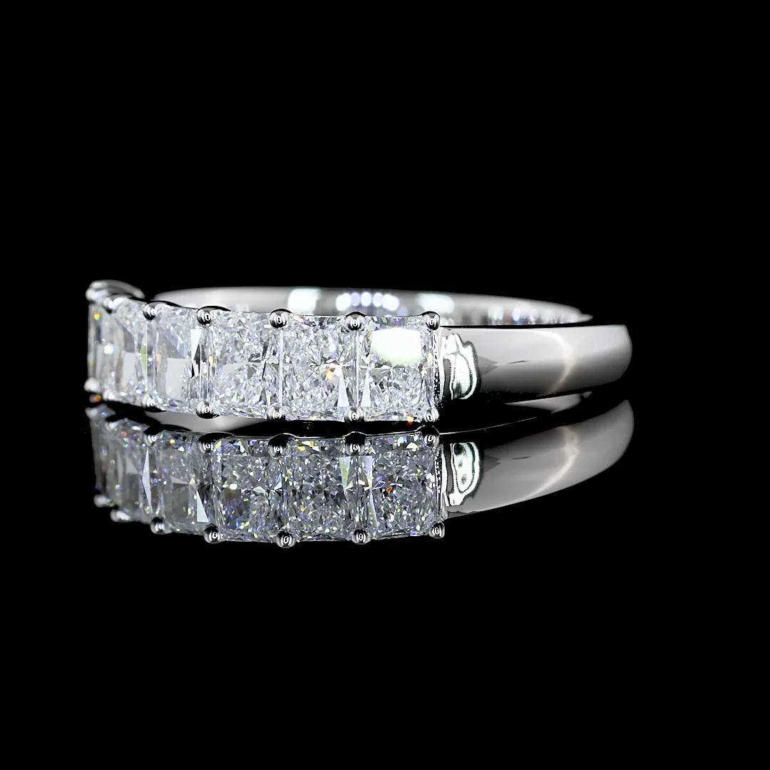 1.03 Cts 14k White Gold Radiant Shape 7 Stones Eternity Band - Image 2