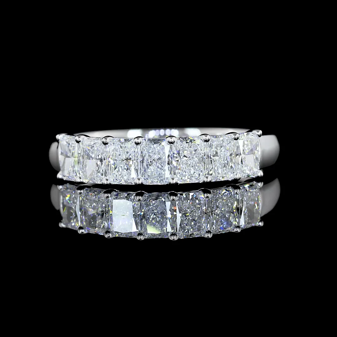 1.03 Cts 14k White Gold Radiant Shape 7 Stones Eternity Band - Image 4