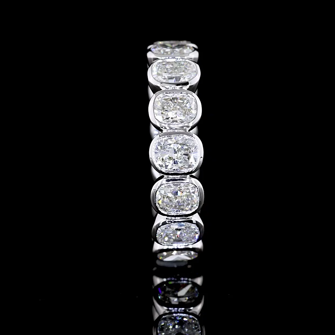 4.08 Cts 14k White Gold Cushion Brilliant Shape Eternity Band Eternity Band - Image 4