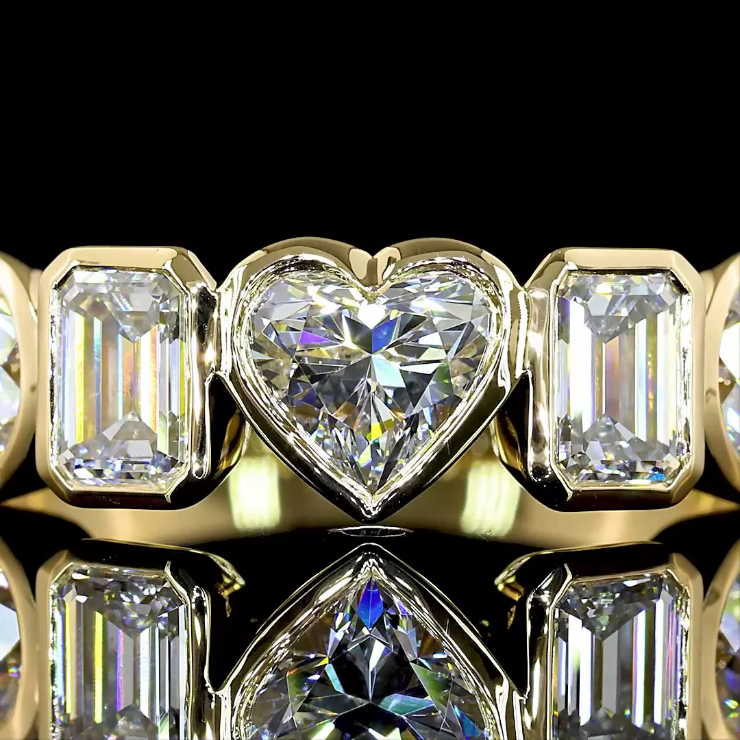 2.07 Cts 14k Yellow Gold Mix Shape 5 Stones Eternity Band - Image 3