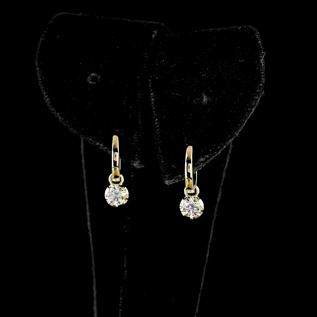 0.52 Cts 14k Yellow Gold Round Shape Hanging Earring - Image 3