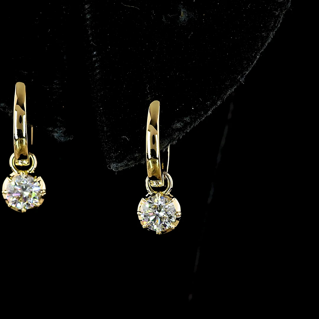 0.52 Cts 14k Yellow Gold Round Shape Hanging Earring - Image 4