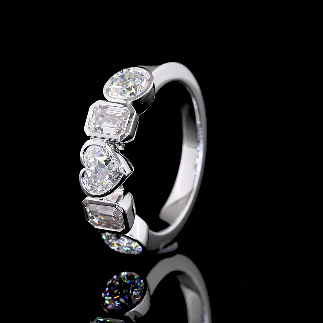 2.04 Cts 14k White Gold Mix Shape 5 Stones Eternity Band - Image 4