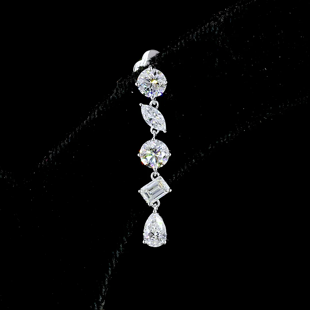2.42 Cts 14k White Gold Mix Shape Hanging Earring - Image 4