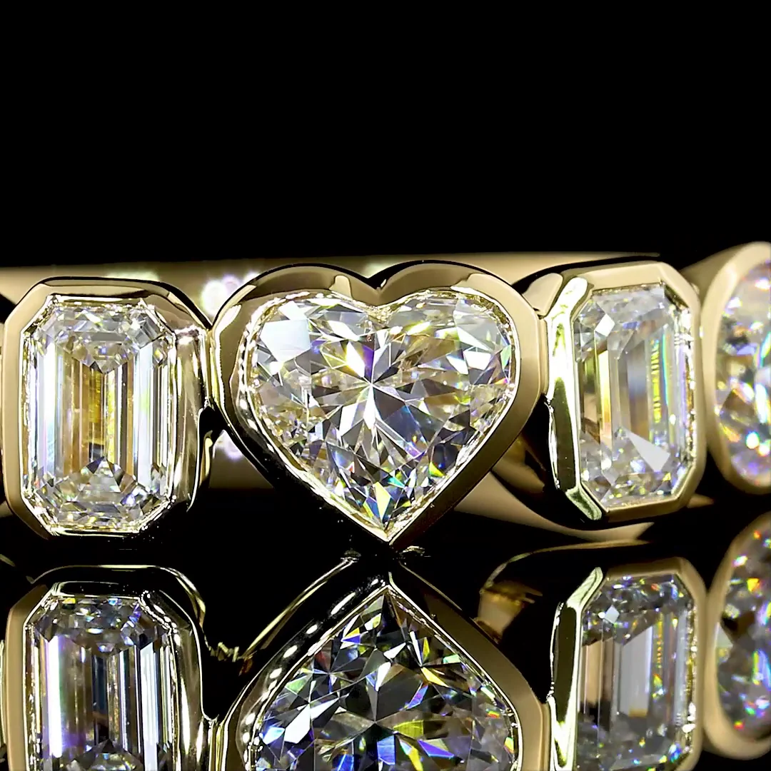 1.03 Cts 14k Yellow Gold Mix Shape 5 Stones Eternity Band - Image 3