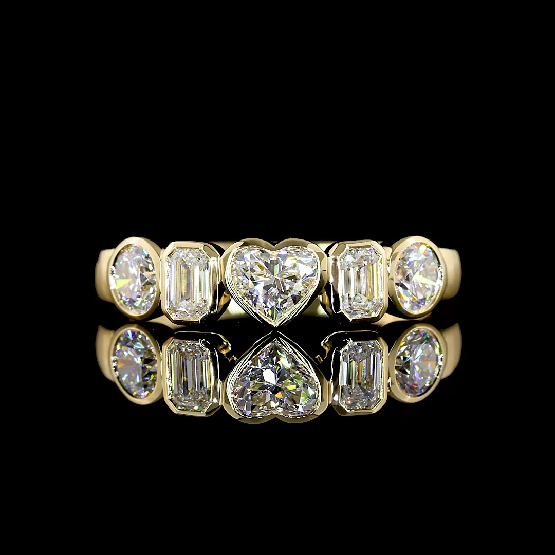 1.03 Cts 14k Yellow Gold Mix Shape 5 Stones Eternity Band - Video