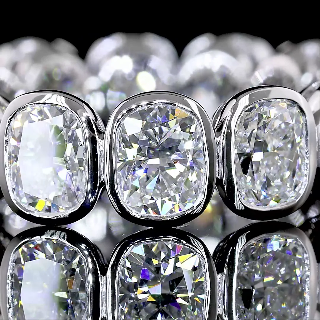 5.49 Cts 14k White Gold Cushion Brilliant Shape Eternity Band Eternity Band - Image 3