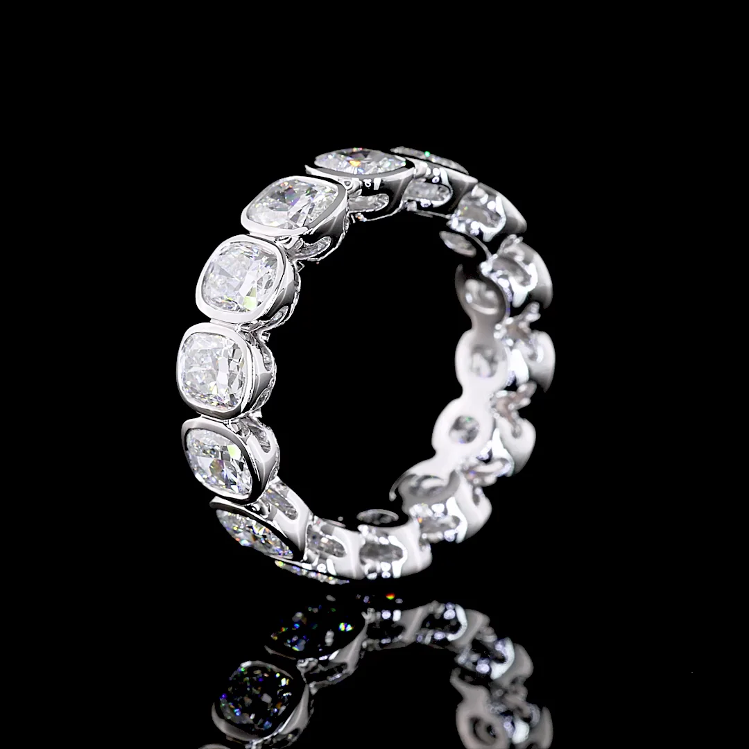 5.49 Cts 14k White Gold Cushion Brilliant Shape Eternity Band Eternity Band - Image 4