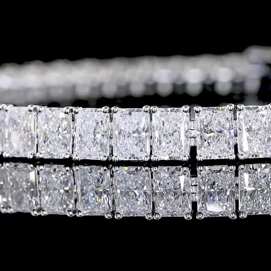 13.25 Cts 14k White Gold Radiant Shape Tennis Bracelet - Image 2