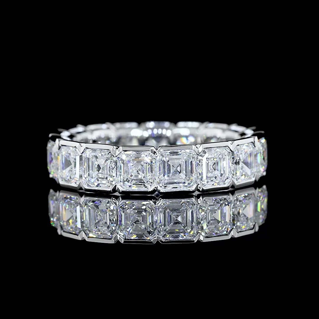 4.96 Cts 14k White Gold Asscher Shape Eternity Band Eternity Band - Video