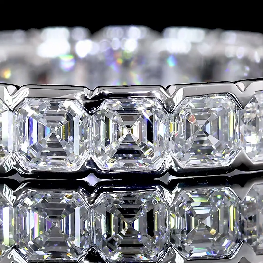 3.09 Cts 14k White Gold Asscher Shape Eternity Band Eternity Band - Image 3