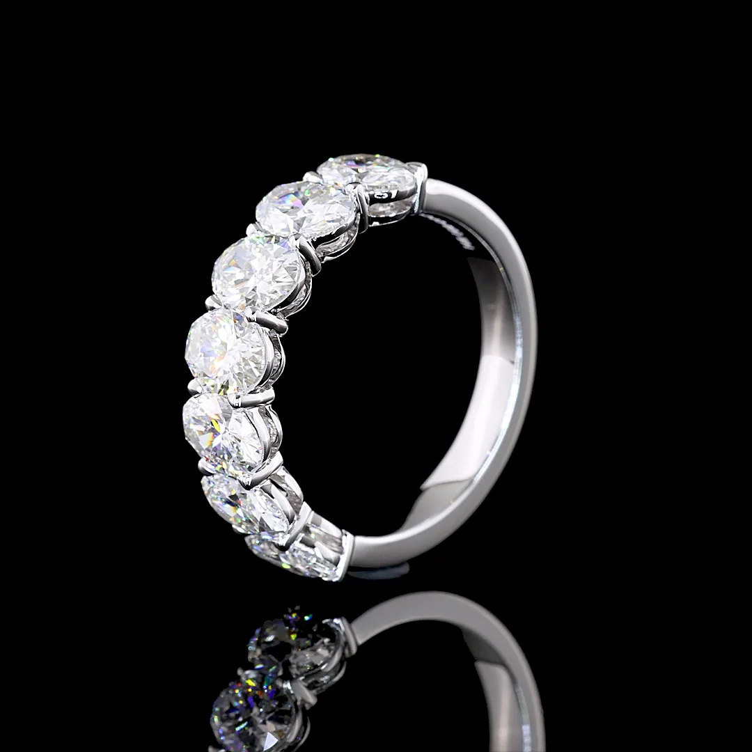 3.01 Cts 14k White Gold Oval Shape 7 Stones Eternity Band - Image 4