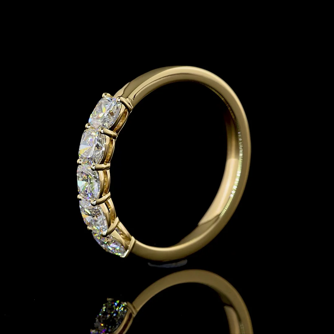 1.04 Cts 14k Yellow Gold Square Cushion Brilliant Shape 5 Stones Eternity Band - Image 4