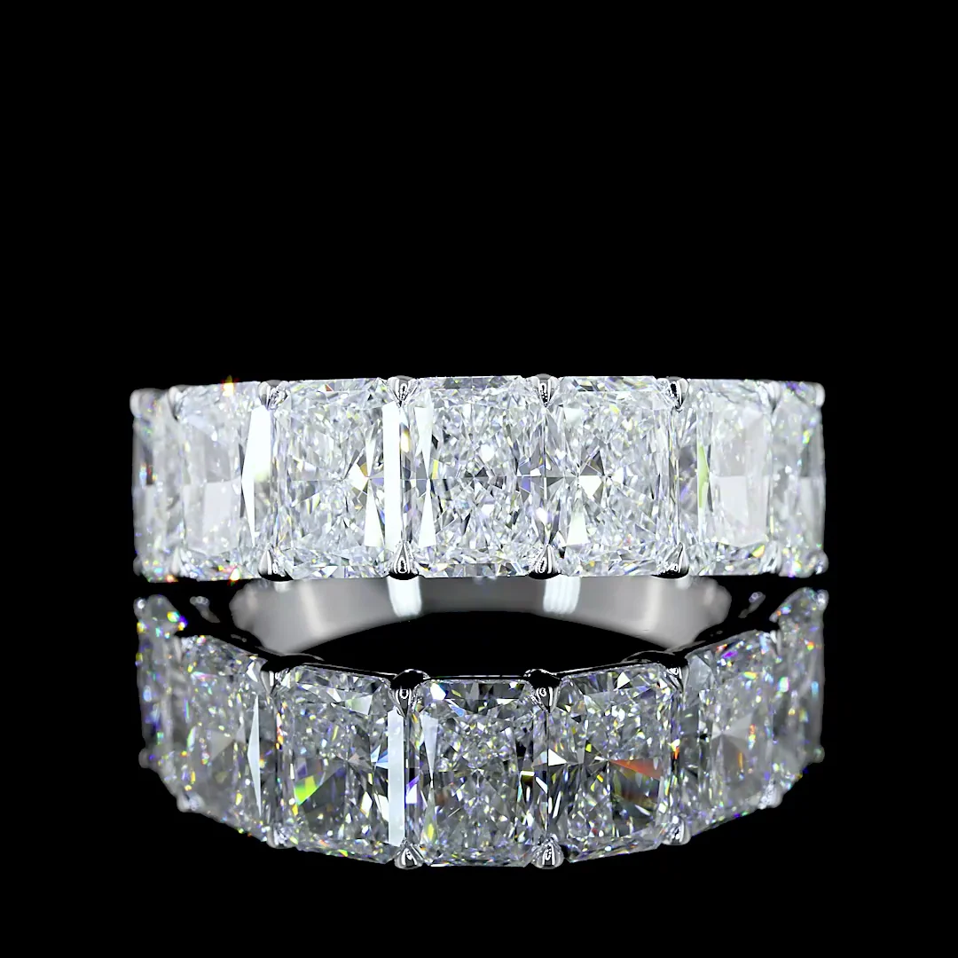 5.19 Cts 14k White Gold Radiant Shape 7 Stones Eternity Band - Video