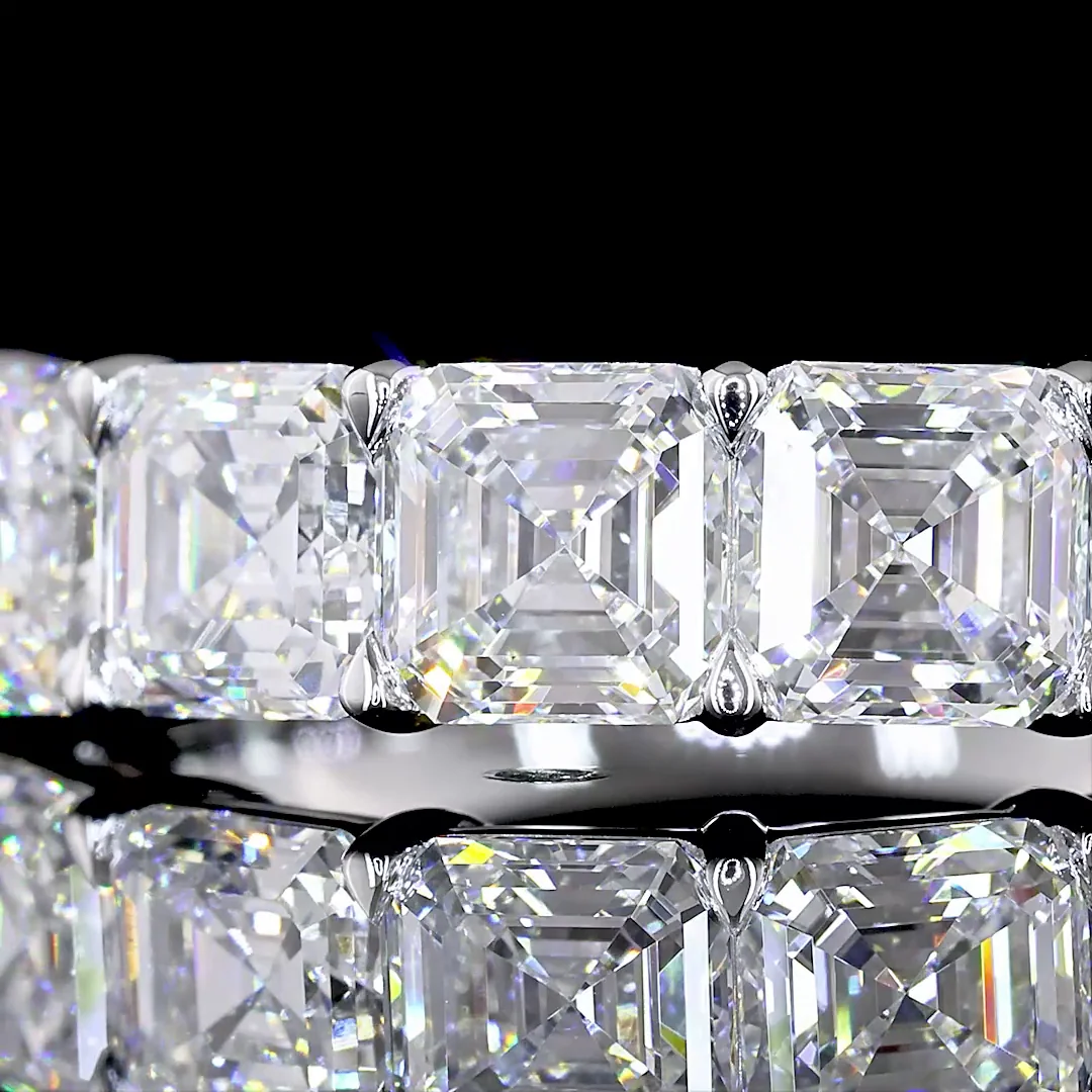 2.87 Cts 14k White Gold Asscher Shape 5 Stones Eternity Band - Image 3