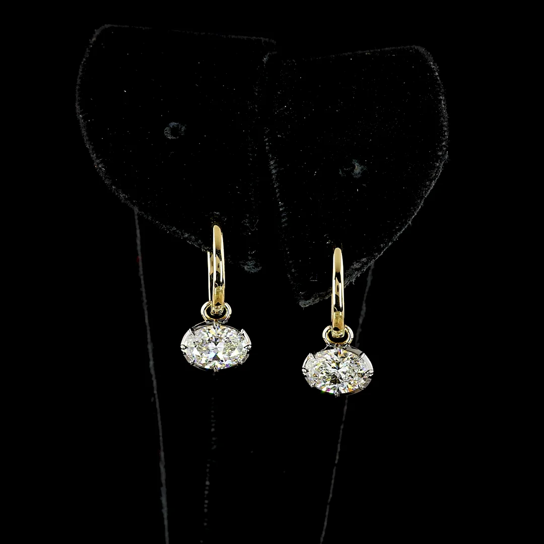2.04 Cts 14k Yellow Gold Oval Shape Hanging Earring - Image 3