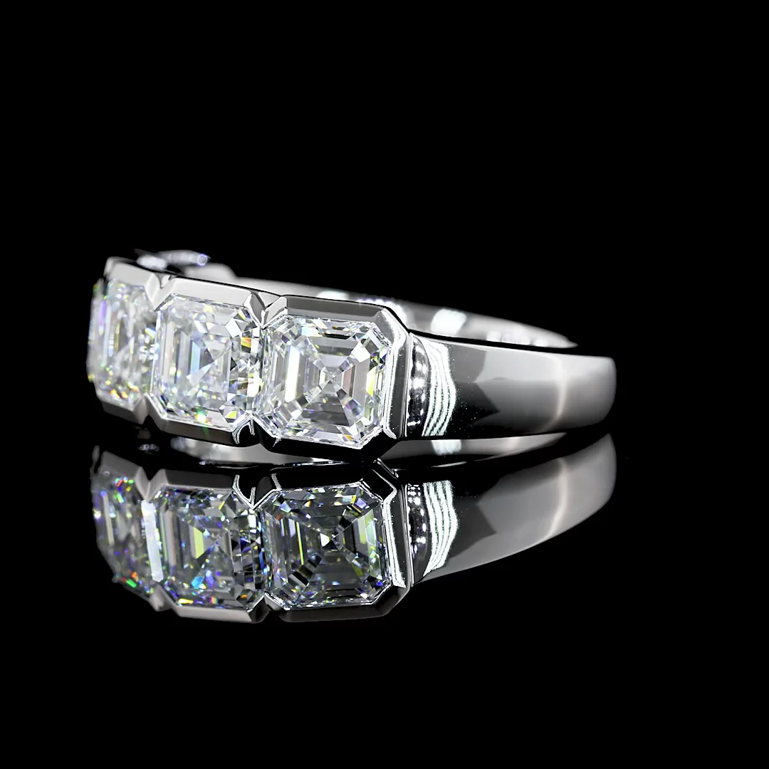 3.98 Cts 14k White Gold Asscher Shape 5 Stones Eternity Band - Image 2