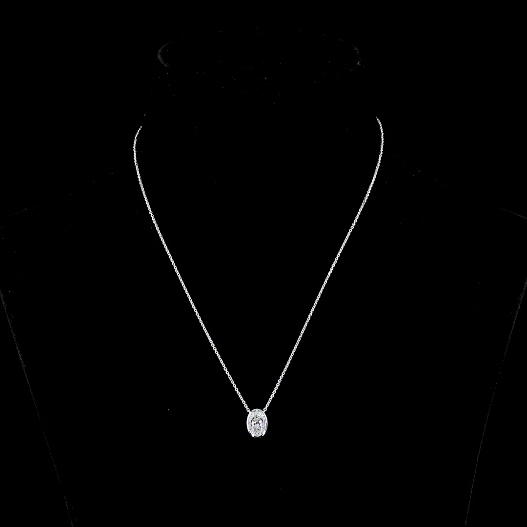 1.58 Cts 14k White Gold Oval Shape Solitaire Pendant - Image 3