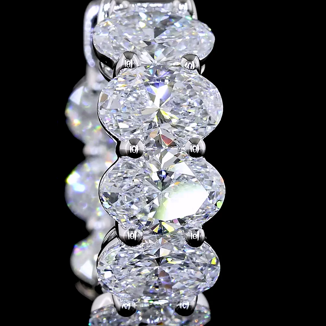 4.31 Cts 14k White Gold Oval Shape Huggies Earring - Image 2