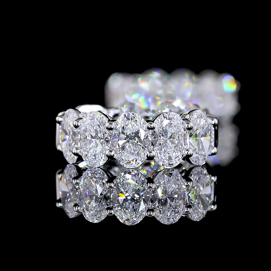 4.31 Cts 14k White Gold Oval Shape Huggies Earring - Image 4