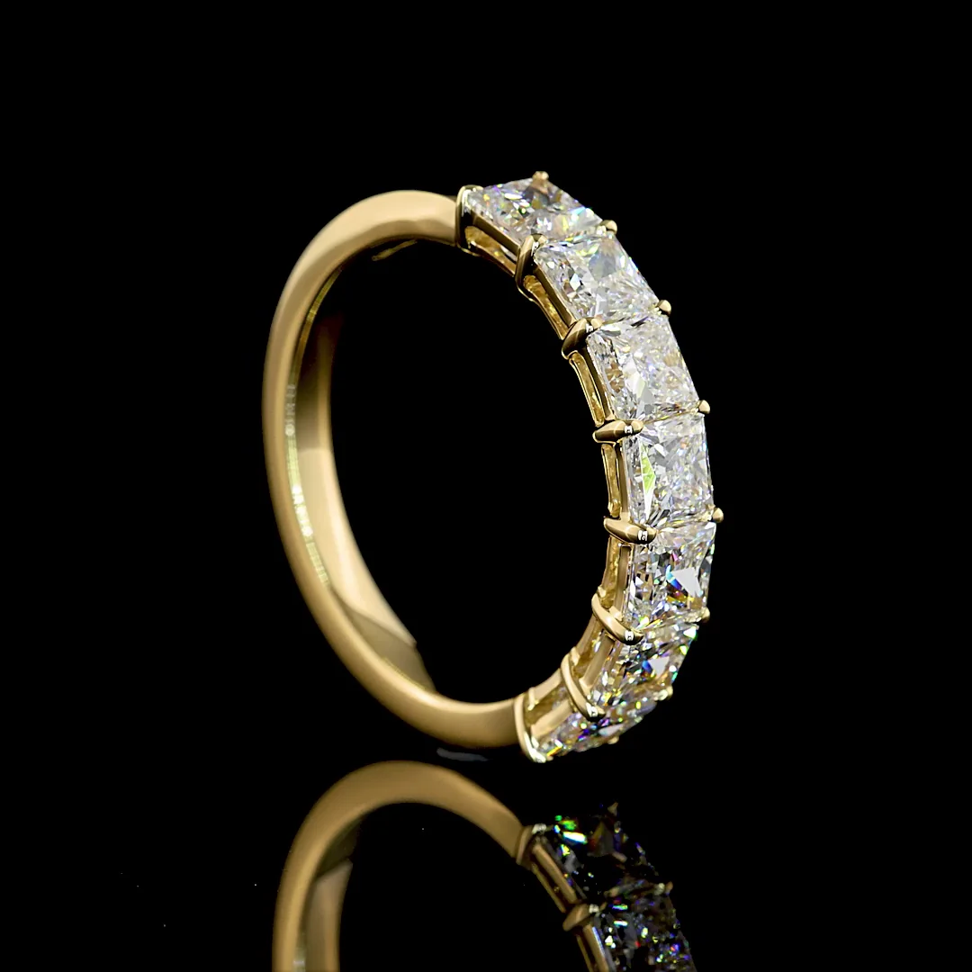 2.11 Cts 14k Yellow Gold Princess Shape 7 Stones Eternity Band - Image 2
