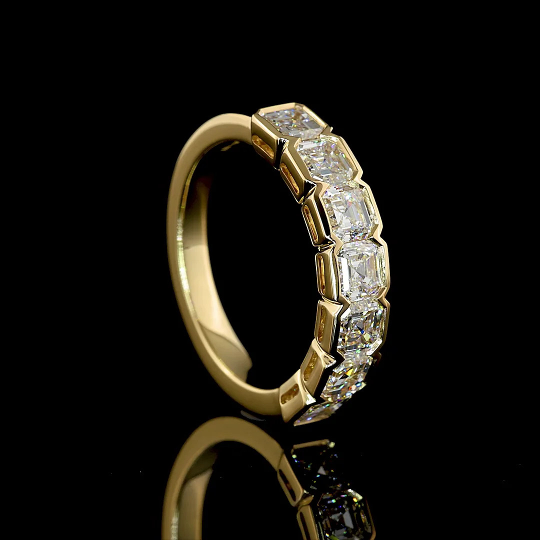 2.16 Cts 14k Yellow Gold Asscher Shape 7 Stones Eternity Band - Image 2
