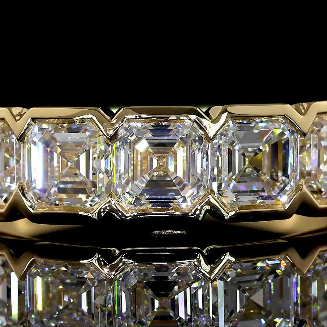 2.16 Cts 14k Yellow Gold Asscher Shape 7 Stones Eternity Band - Image 3