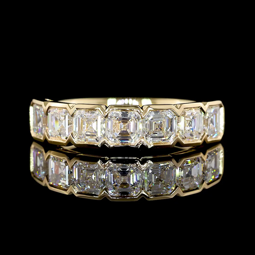 2.16 Cts 14k Yellow Gold Asscher Shape 7 Stones Eternity Band - Video