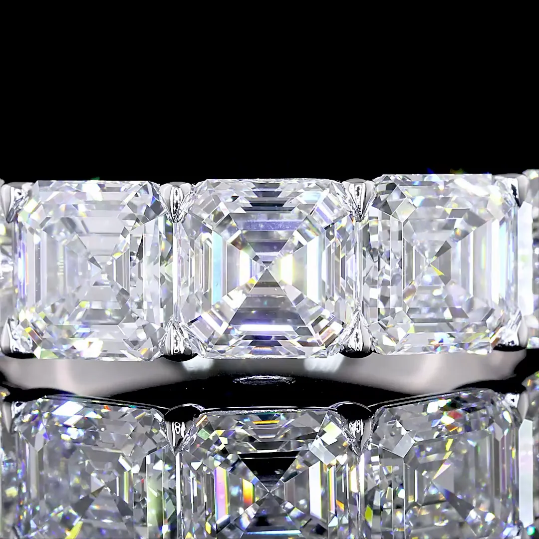 4.12 Cts 14k White Gold Asscher Shape 5 Stones Eternity Band - Image 3