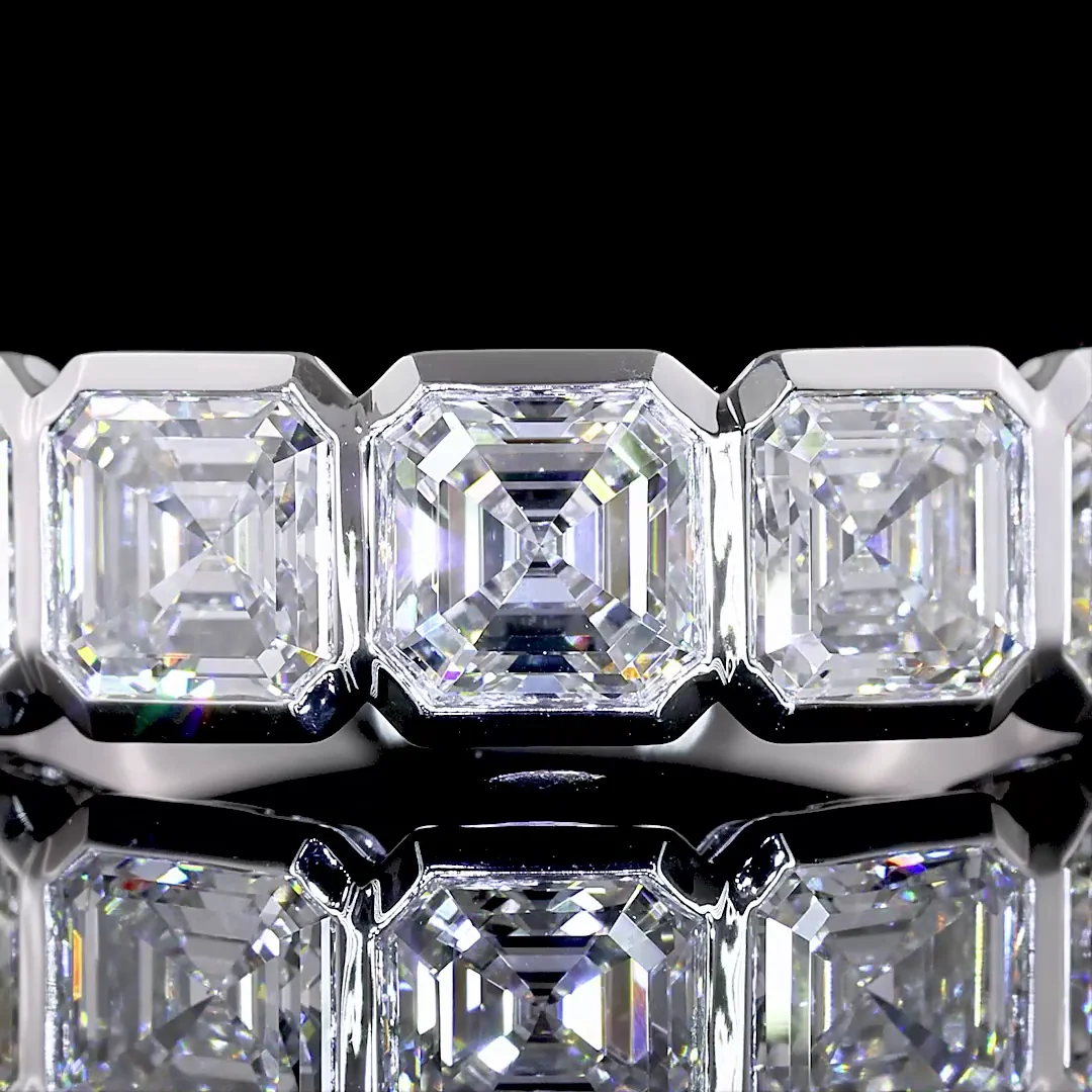 3 Cts 14k White Gold Asscher Shape 5 Stones Eternity Band - Image 3