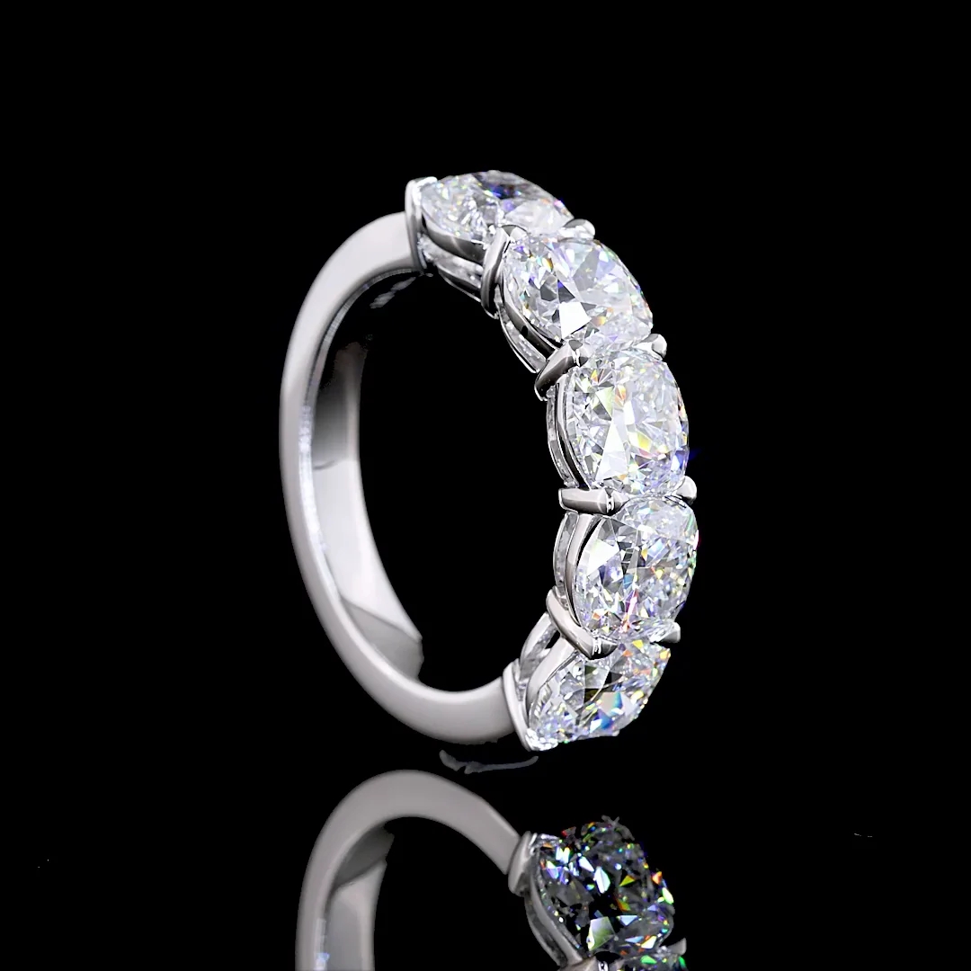 4.25 Cts 14k White Gold Square Cushion Brilliant Shape 5 Stones Eternity Band - Image 2