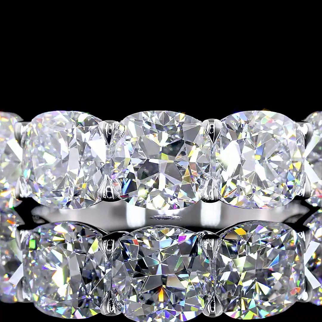 4.25 Cts 14k White Gold Square Cushion Brilliant Shape 5 Stones Eternity Band - Image 3