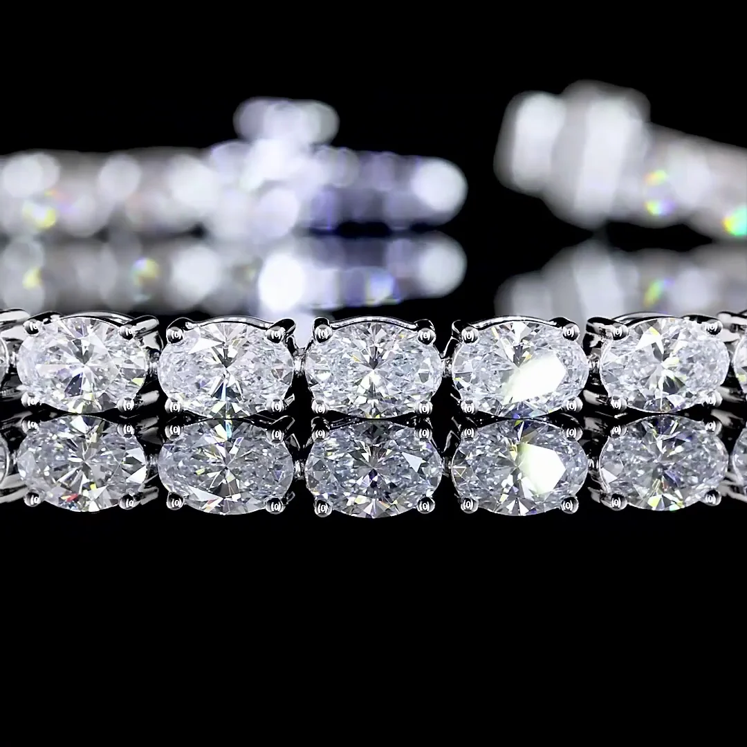 5.96 Cts 14k White Gold Oval Shape Tennis Bracelet - Image 2