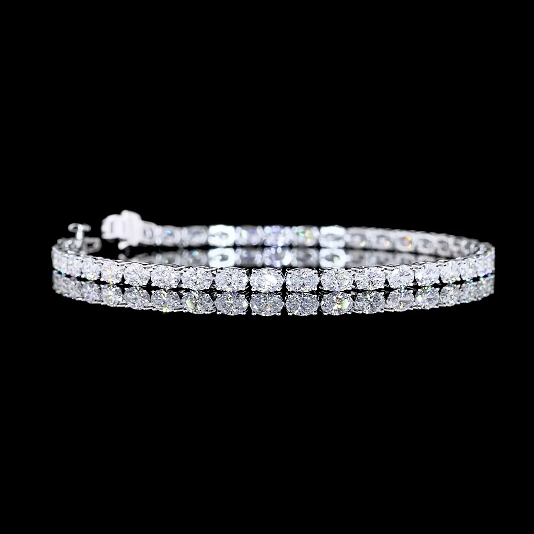 5.96 Cts 14k White Gold Oval Shape Tennis Bracelet - Video