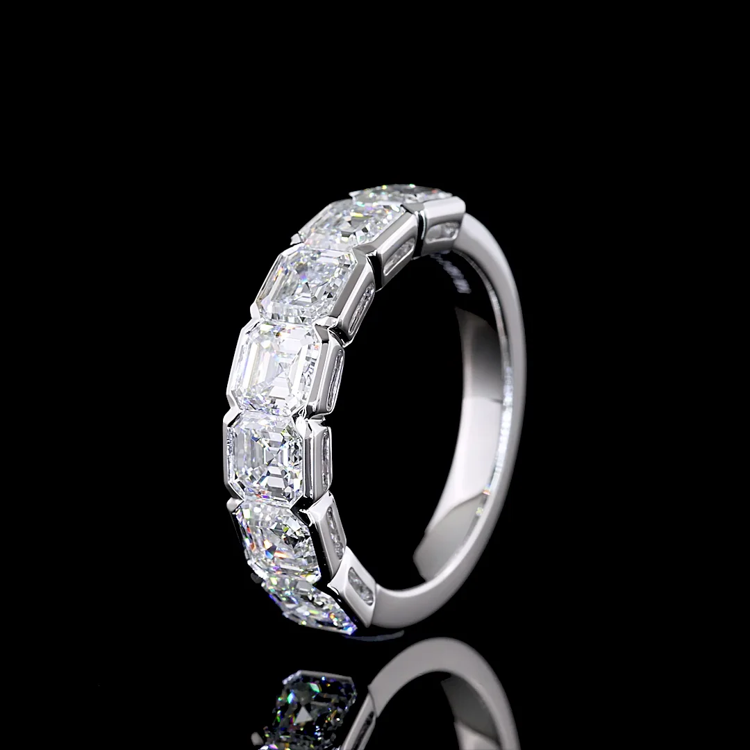 3.19 Cts 14k White Gold Asscher Shape 7 Stones Eternity Band - Image 4