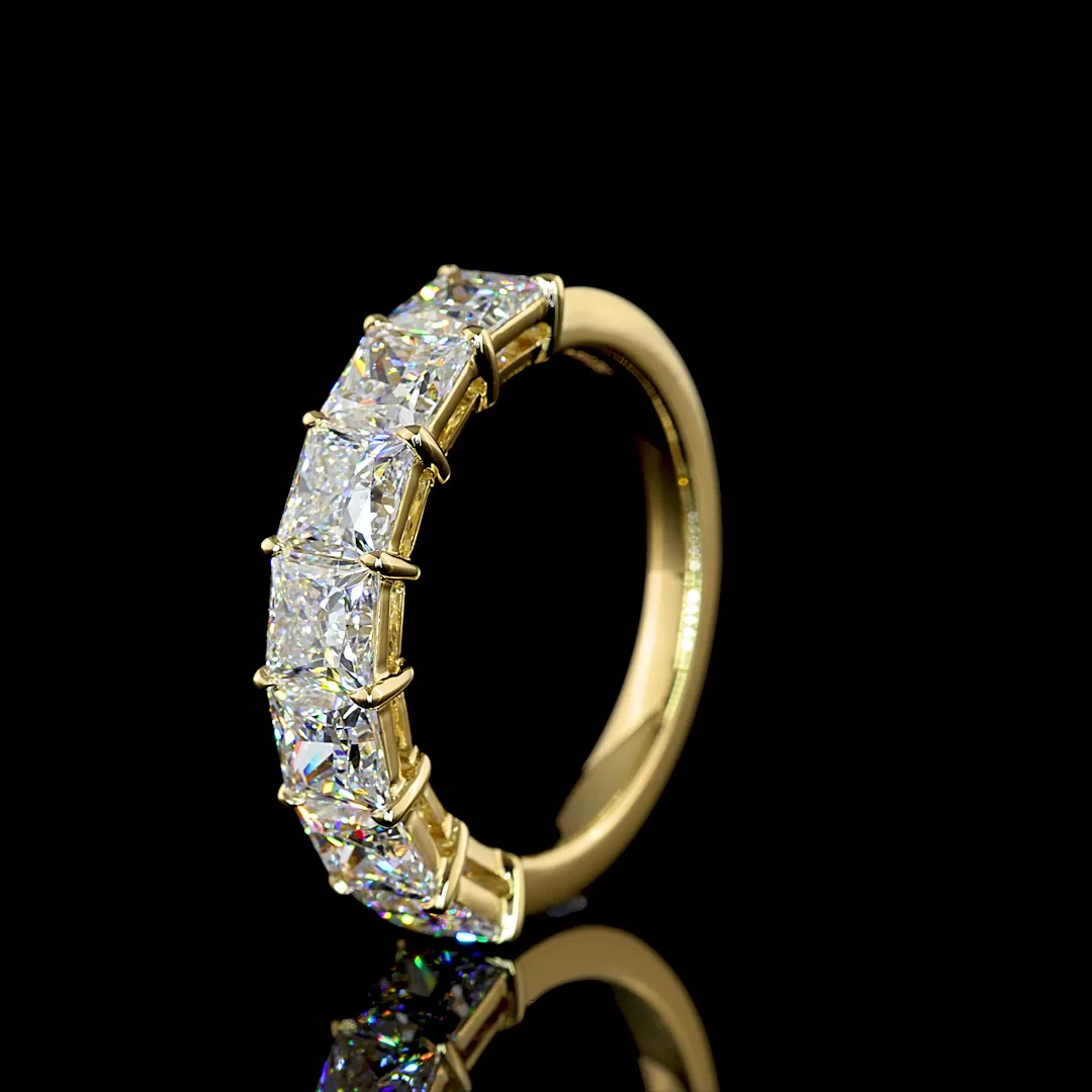 3.12 Cts 14k Yellow Gold Princess Shape 7 Stones Eternity Band - Image 4