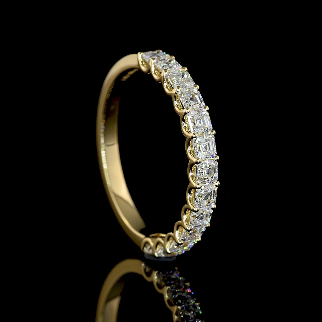 0.97 Cts 14k Yellow Gold Asscher Shape Half Eternity Eternity Band - Image 2