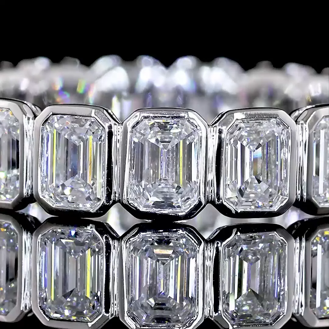2.83 Cts 14k White Gold Emerald Shape Eternity Band Eternity Band - Image 3