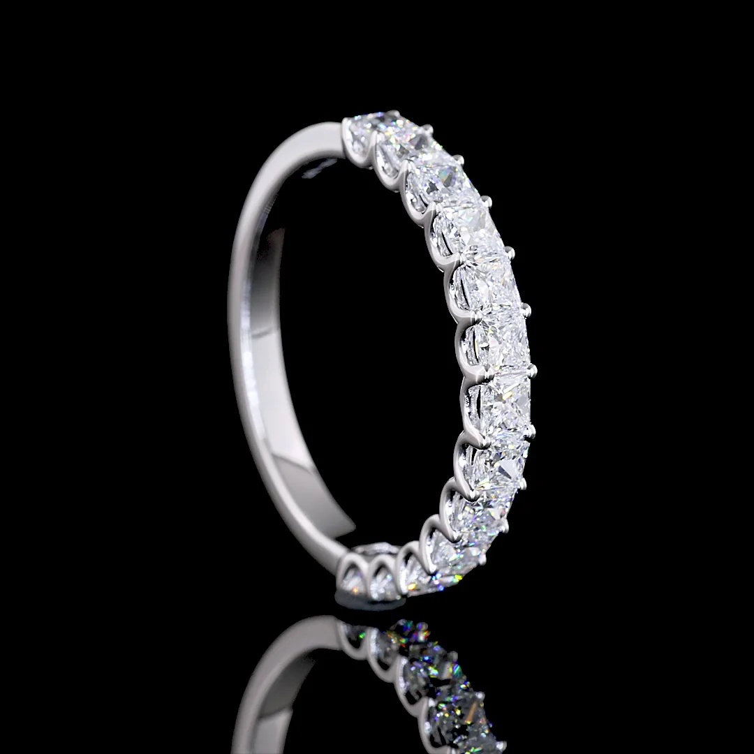 1.08 Cts 14k White Gold Princess Shape Half Eternity Eternity Band - Image 2