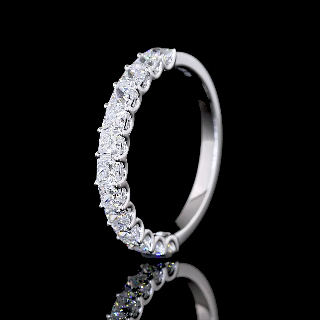 1.08 Cts 14k White Gold Princess Shape Half Eternity Eternity Band - Image 4