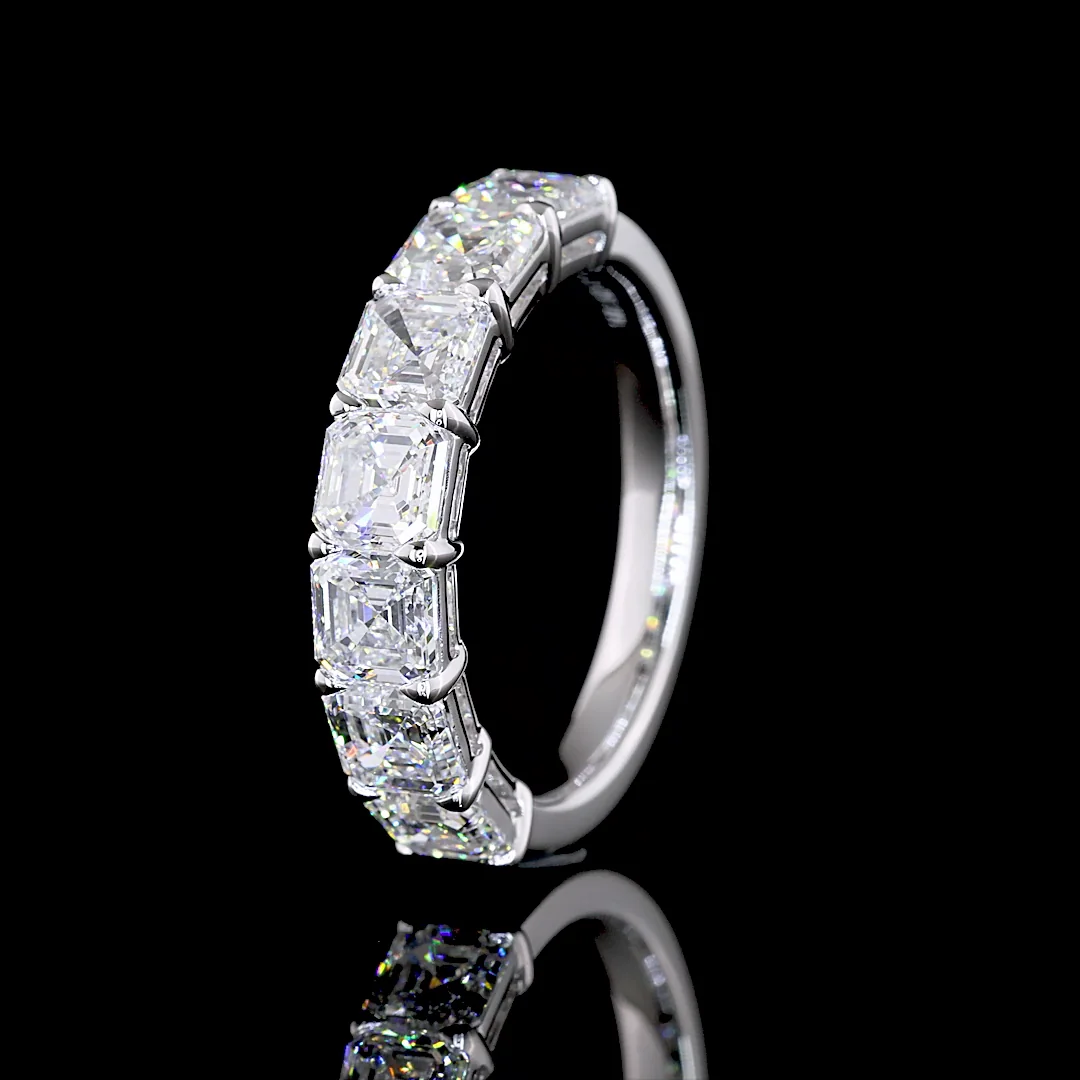 3.14 Cts 14k White Gold Asscher Shape 7 Stones Eternity Band - Image 4