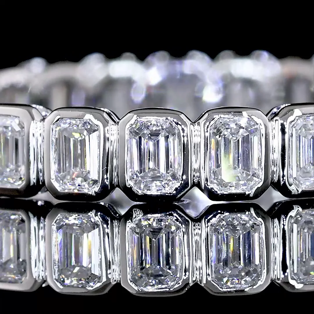 0.98 Cts 14k White Gold Emerald Shape Eternity Band Eternity Band - Image 3