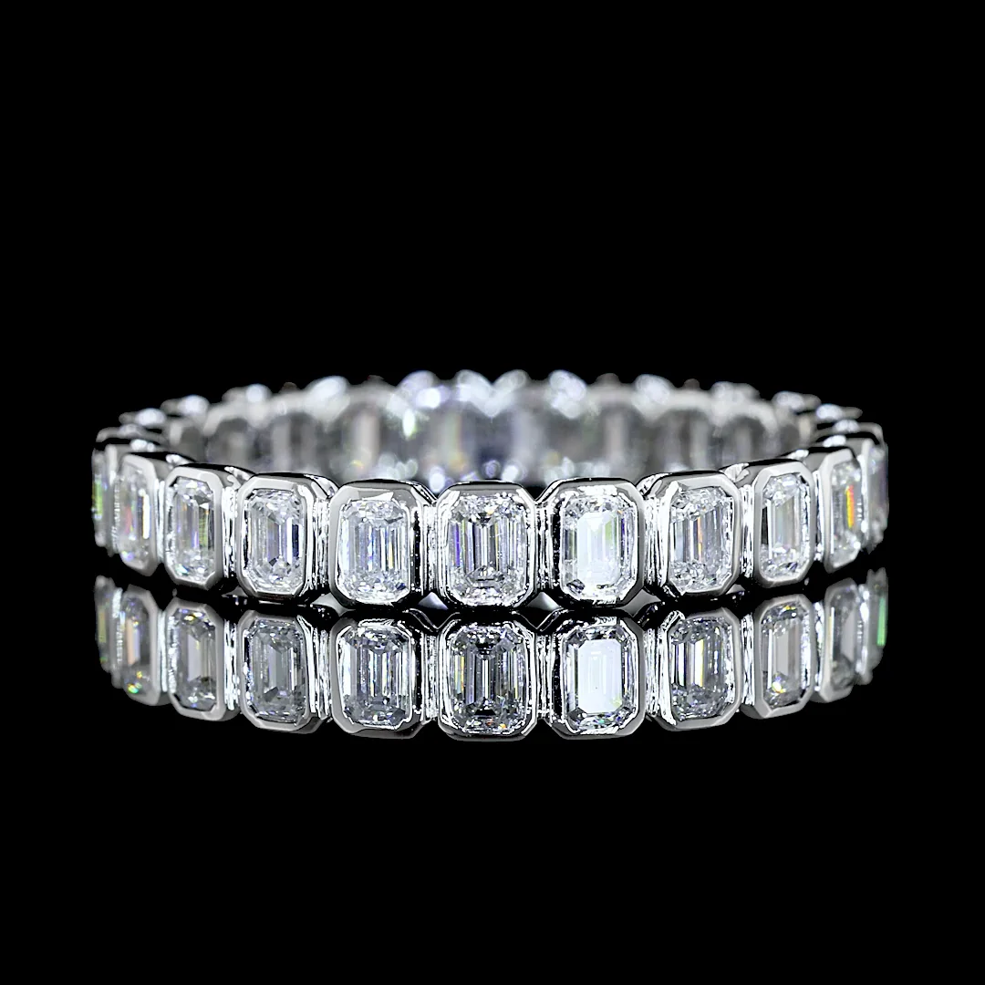 0.98 Cts 14k White Gold Emerald Shape Eternity Band Eternity Band - Video