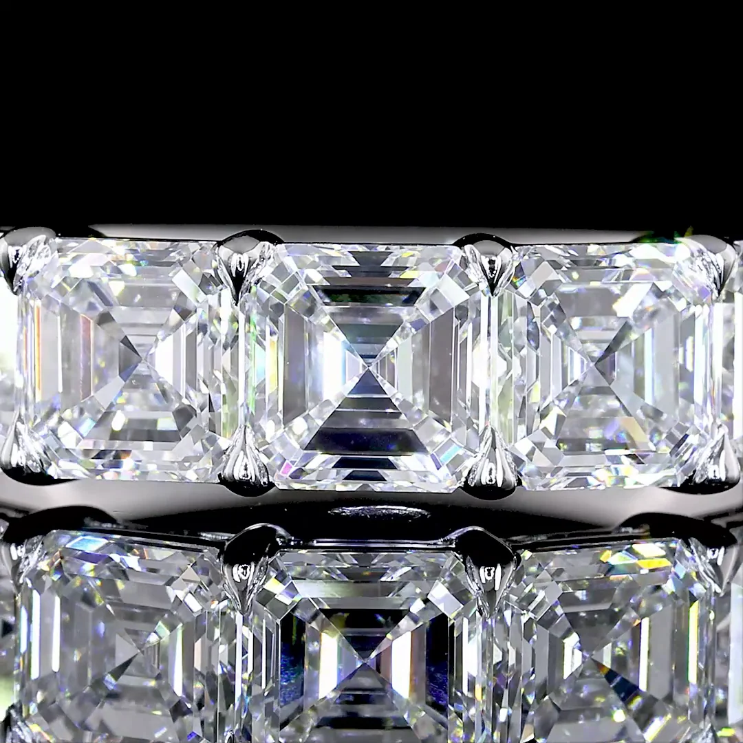 2.1 Cts 14k White Gold Asscher Shape 5 Stones Eternity Band - Image 3