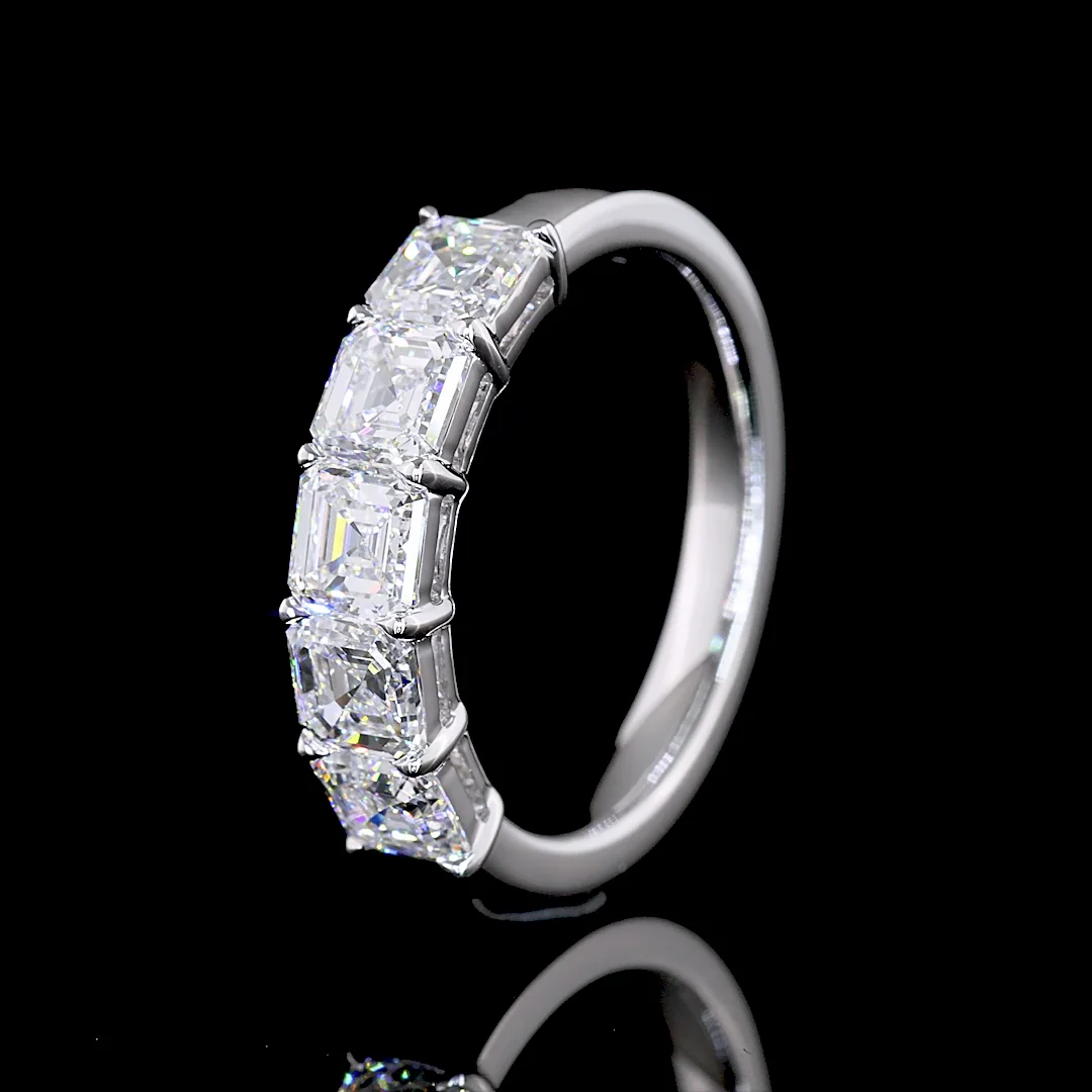 2.1 Cts 14k White Gold Asscher Shape 5 Stones Eternity Band - Image 4