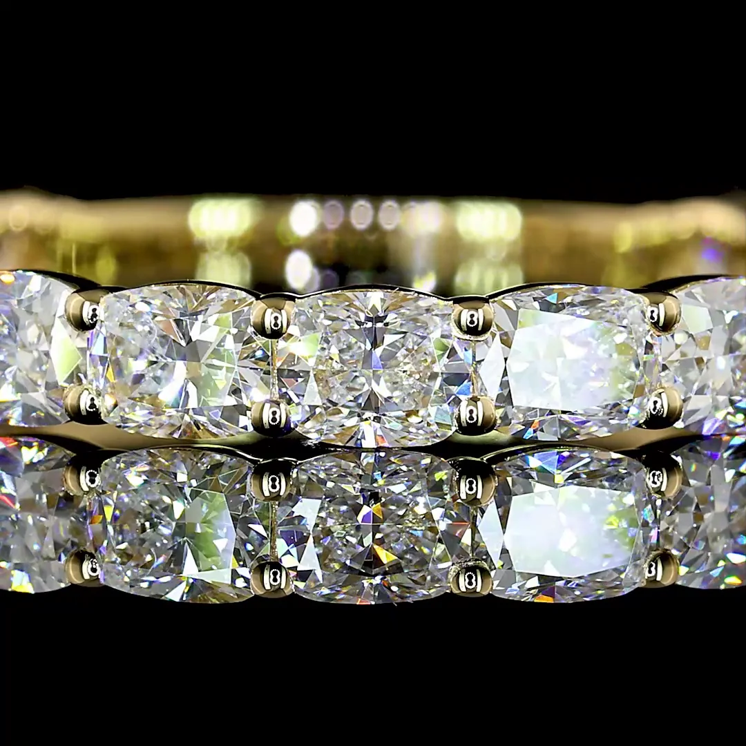 1.65 Cts 14k Yellow Gold Cushion Brilliant Shape 3/4 Band Eternity Band - Image 3