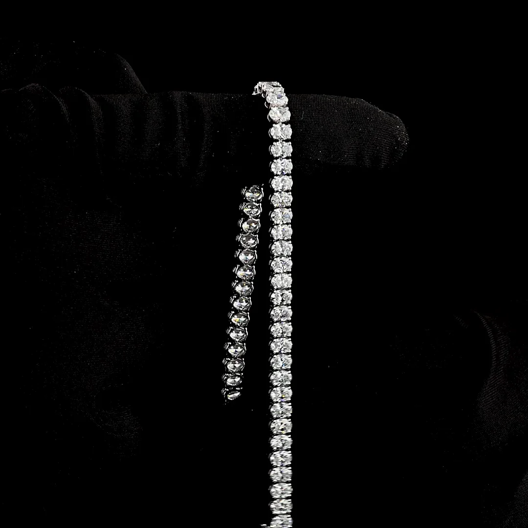 9.81 Cts 14k White Gold Oval Shape Tennis Bracelet - Image 3