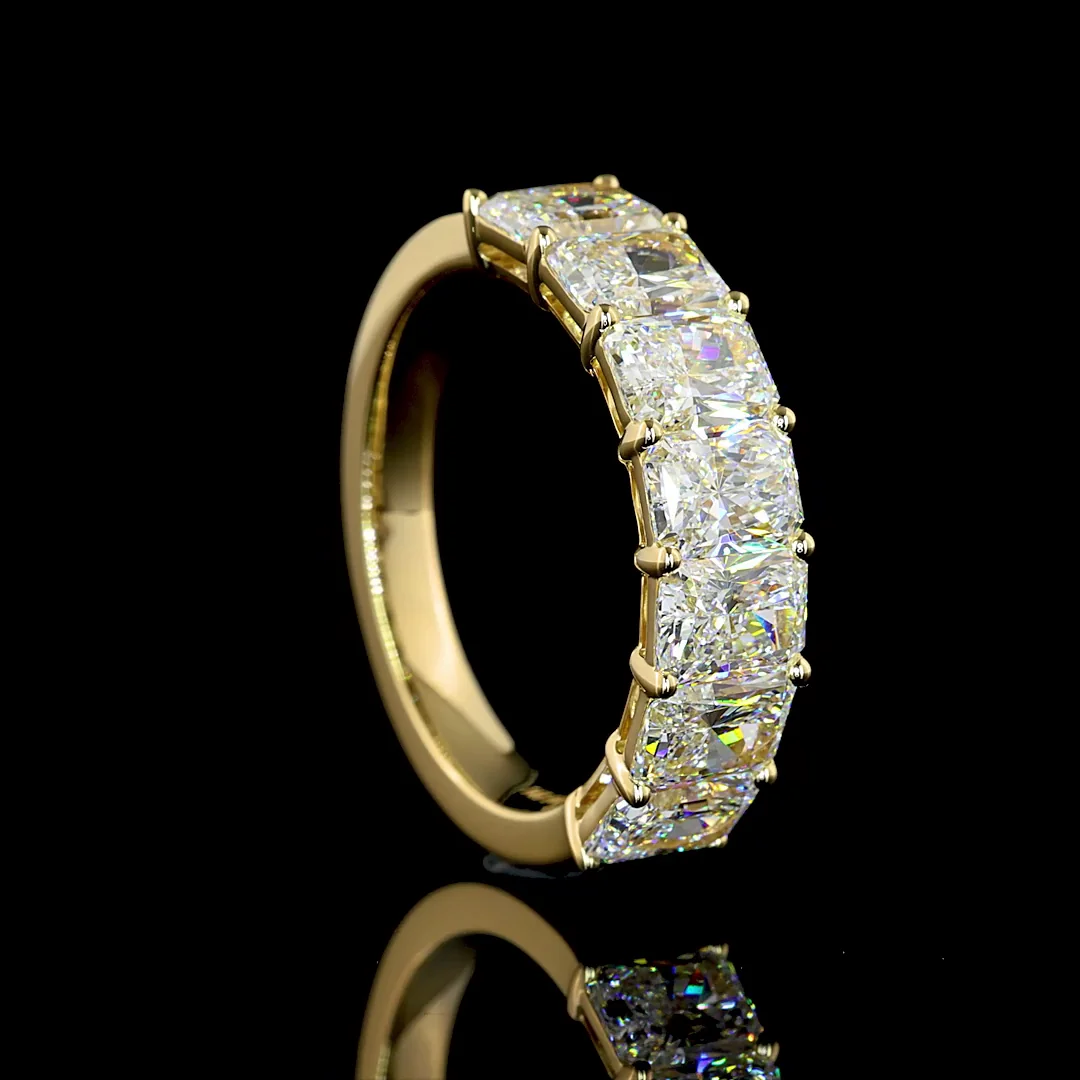 3.01 Cts 14k Yellow Gold Radiant Shape 7 Stones Eternity Band - Image 2